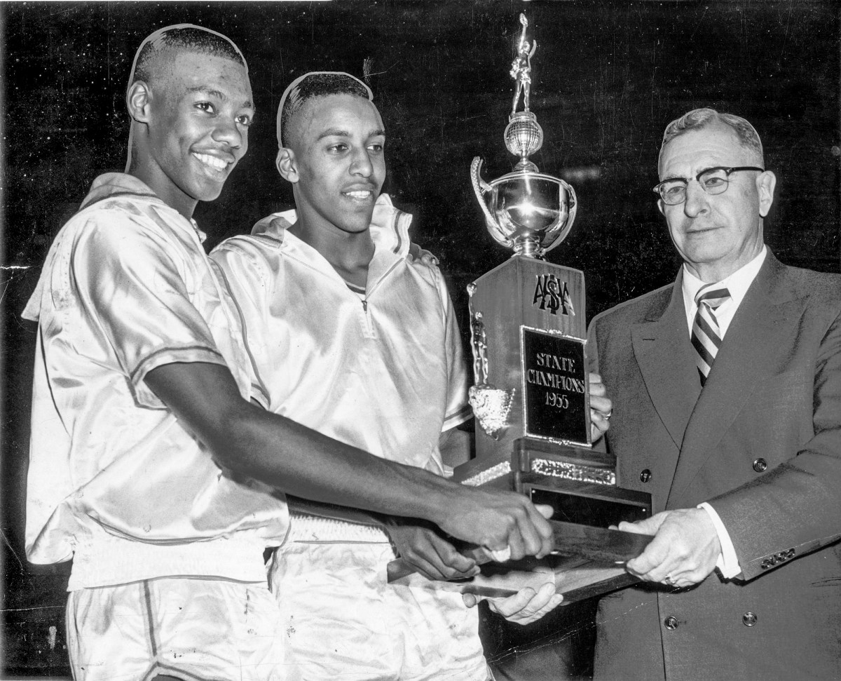 Oscar Robertson (left) helped lead Crispus Attucks to the 1955 state championship.